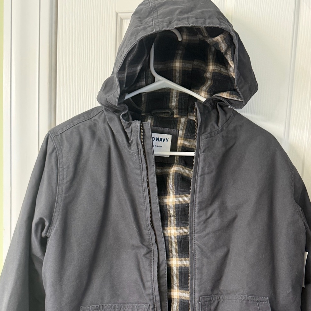 NWT Boys Old Navy blue lined jacket w/hood.X-Large